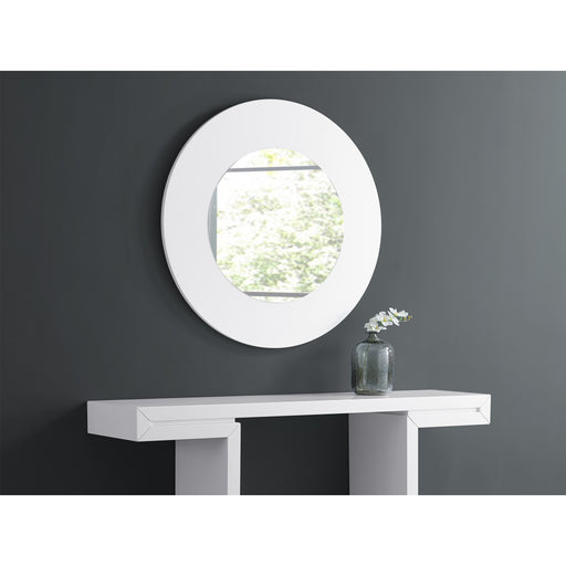 Whiteline Modern Delaney White Round Mirror