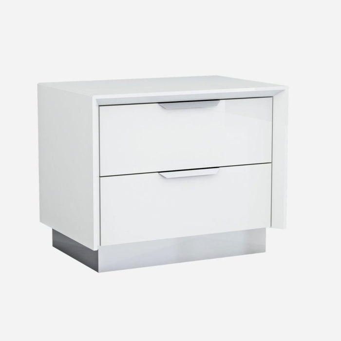 Whiteline Modern Navi White High Gloss Nightstand 