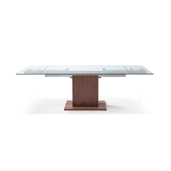 Whiteline Modern Pilastro Glass Extendable Rectangle Dining Table Full Set