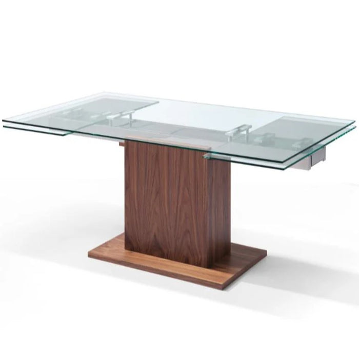Whiteline Modern Pilastro Glass Extendable Dining Table