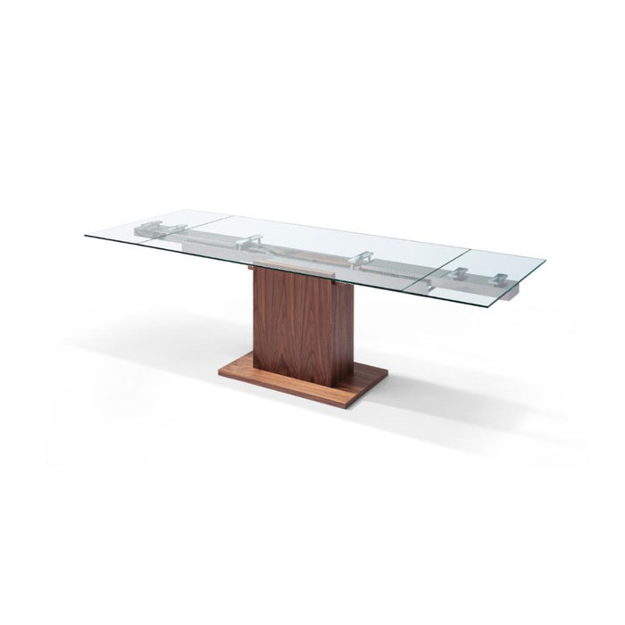 Whiteline Modern Pilastro Glass Extendable Dining Table