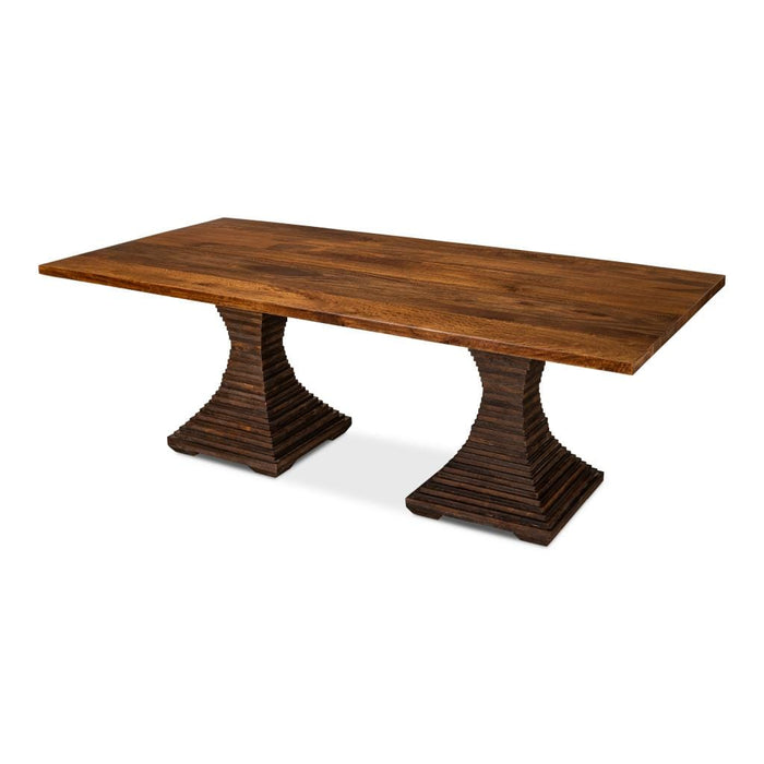 Sarreid LTD. Dining Table Aesthetic Pedestal Wood Dining Table by Sarreid LTD