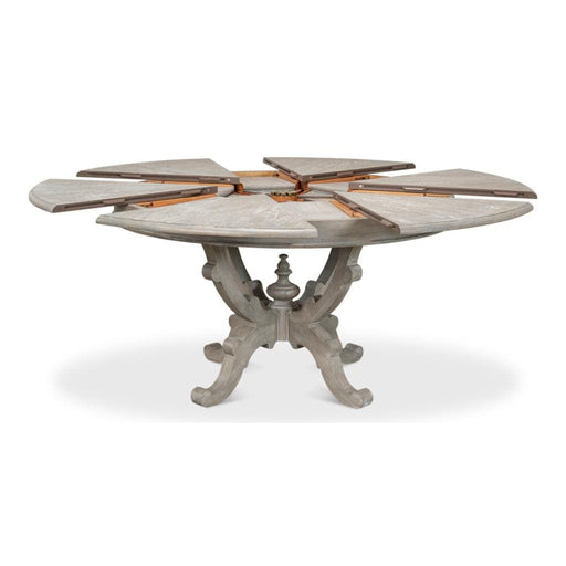 Sarreid LTD. Dining Table Arles Equestrian Jupe Dining Table 70" Moonskin Pedestal by Sarreid LTD.