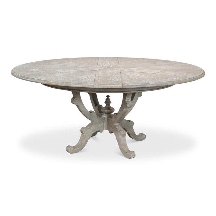 Sarreid LTD. Dining Table Arles Equestrian Jupe Dining Table 70" Moonskin Pedestal by Sarreid LTD.