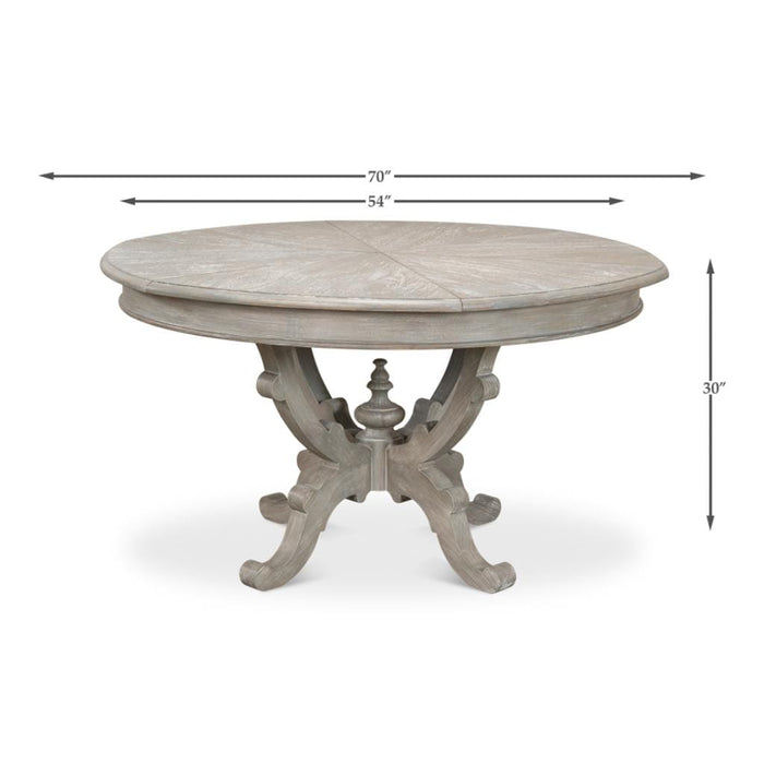 Sarreid LTD. Dining Table Arles Equestrian Jupe Dining Table 70" Moonskin Pedestal by Sarreid LTD.