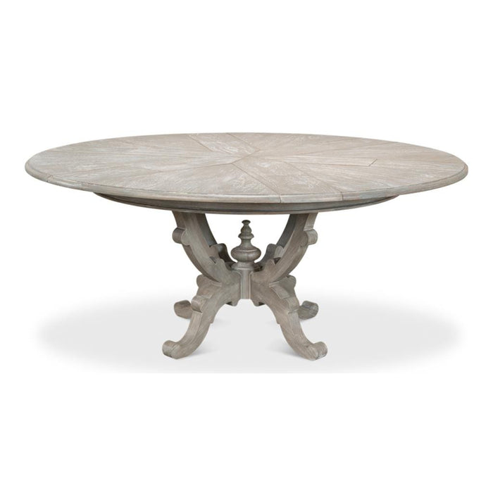 Sarreid LTD. Dining Table Arles Equestrian Jupe Dining Table 70" Moonskin Pedestal by Sarreid LTD.