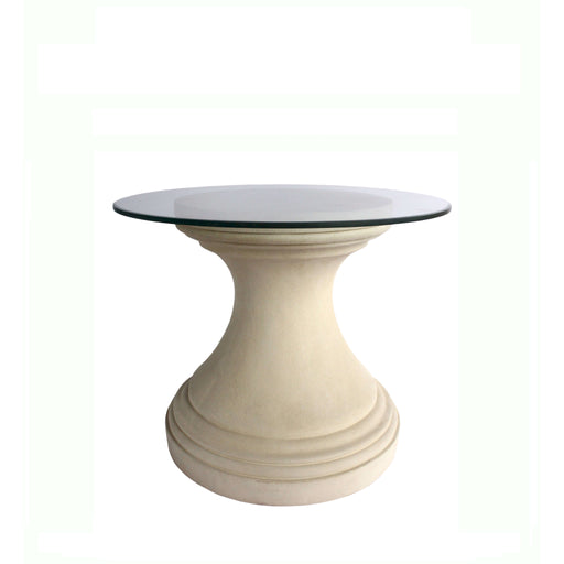 Anderson Teak Fairbank Round Glass Top Stone Dining Table